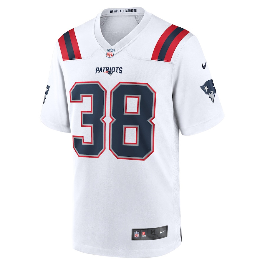 Rhamondre Stevenson 38 New England Patriots Game White NFL Jersey Men's