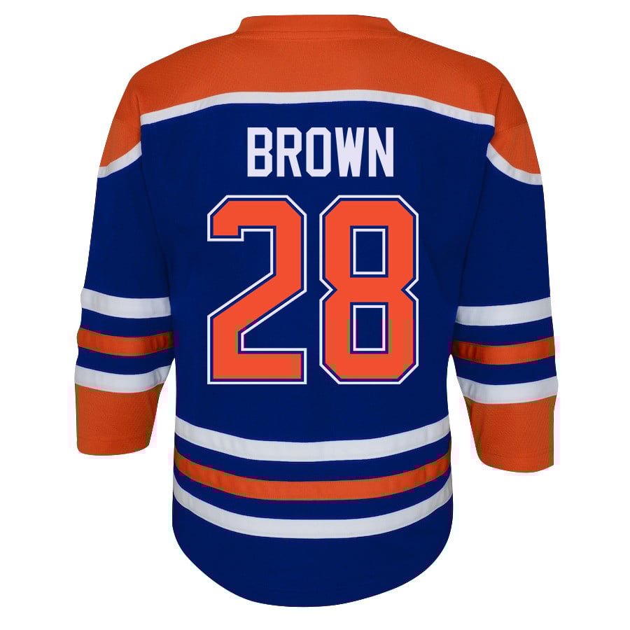 Connor Brown 28 Edmonton Oilers 2024 STANLEY CUP Final Home Royal NHL Jersey Youth