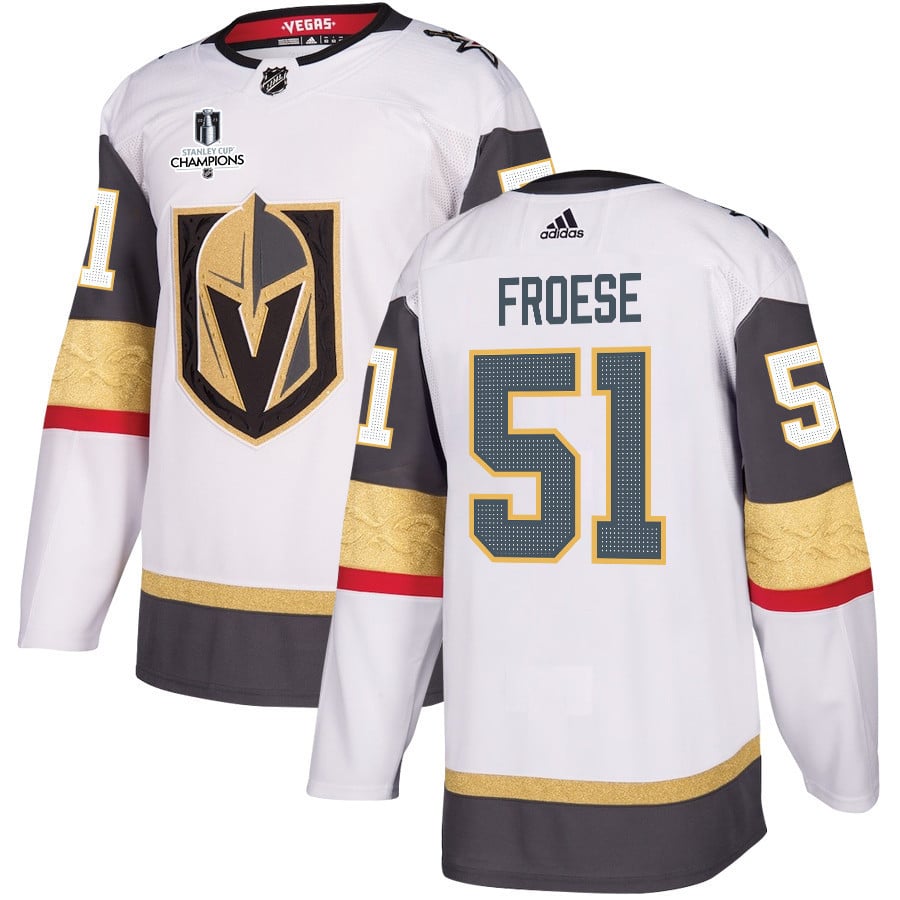 Byron Froese 51 Vegas Golden Knights Stanley Cup 2023 Champions Patch Away Breakaway White NHL Jersey Men's