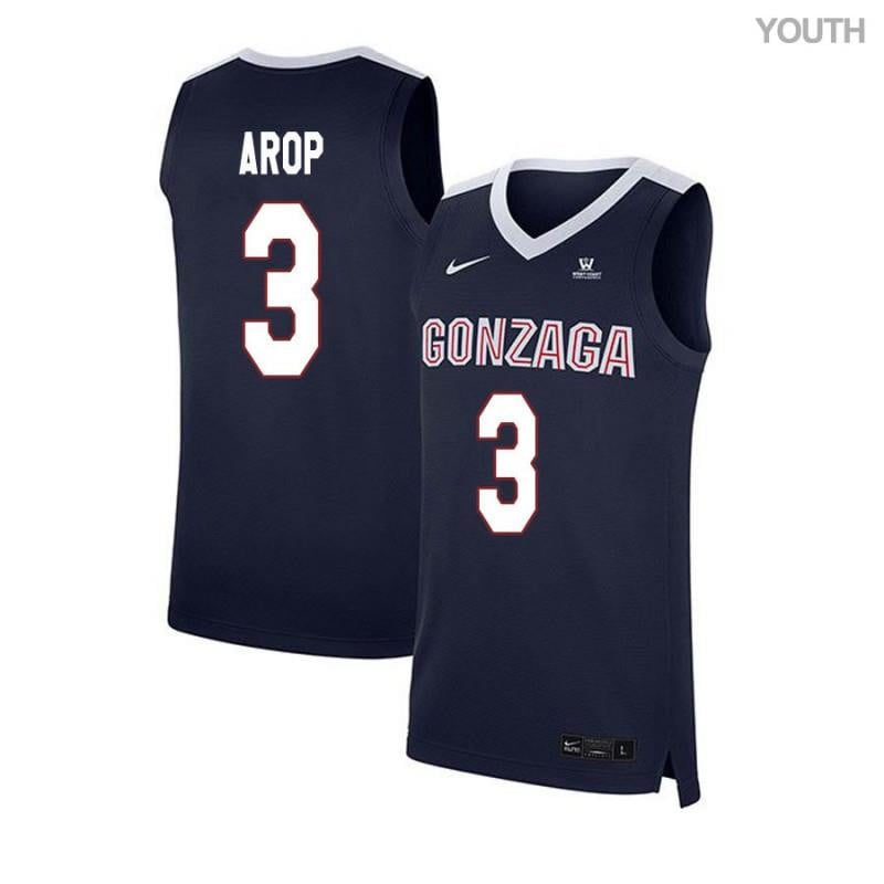 3 Manny Arop Navy Elite Gonzaga Bulldogs NCAA Jersey Youth