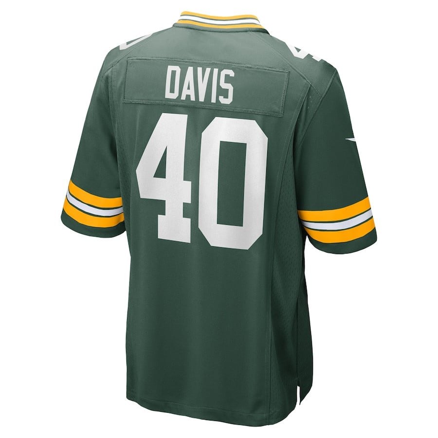 LJ Davis 40 Green Bay Packers Game Green NFL Jersey Men's