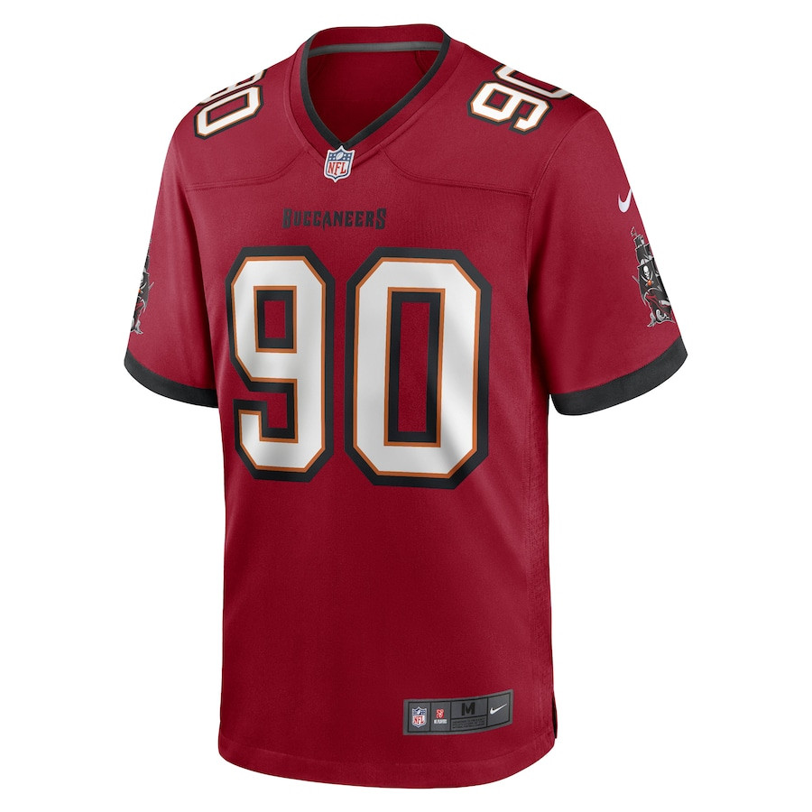Logan Hall 90 Tampa Bay Buccaneers Game Red NFL Jersey Men's