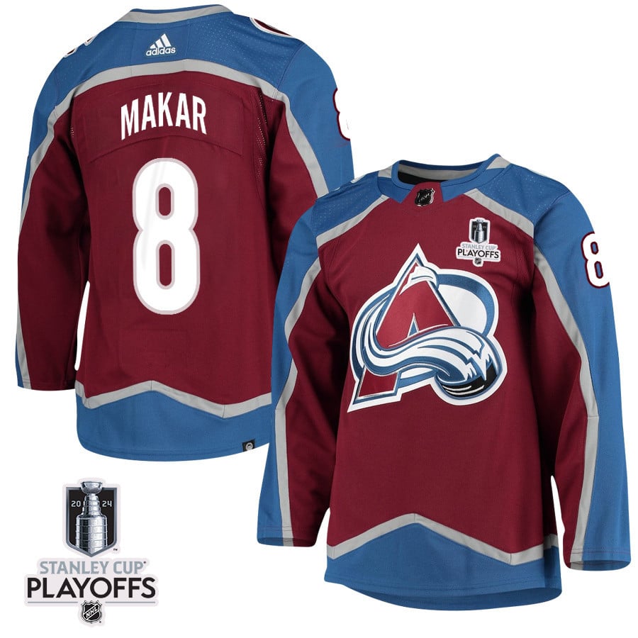 Cale Makar 8 Colorado Avalanche 2024 Playoffs Patch Home Men NHL Jersey Men's