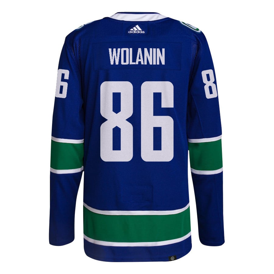 Christian Wolanin 86 Vancouver Canucks 2024 Playoffs Patch Home Blue NHL Jersey Men's