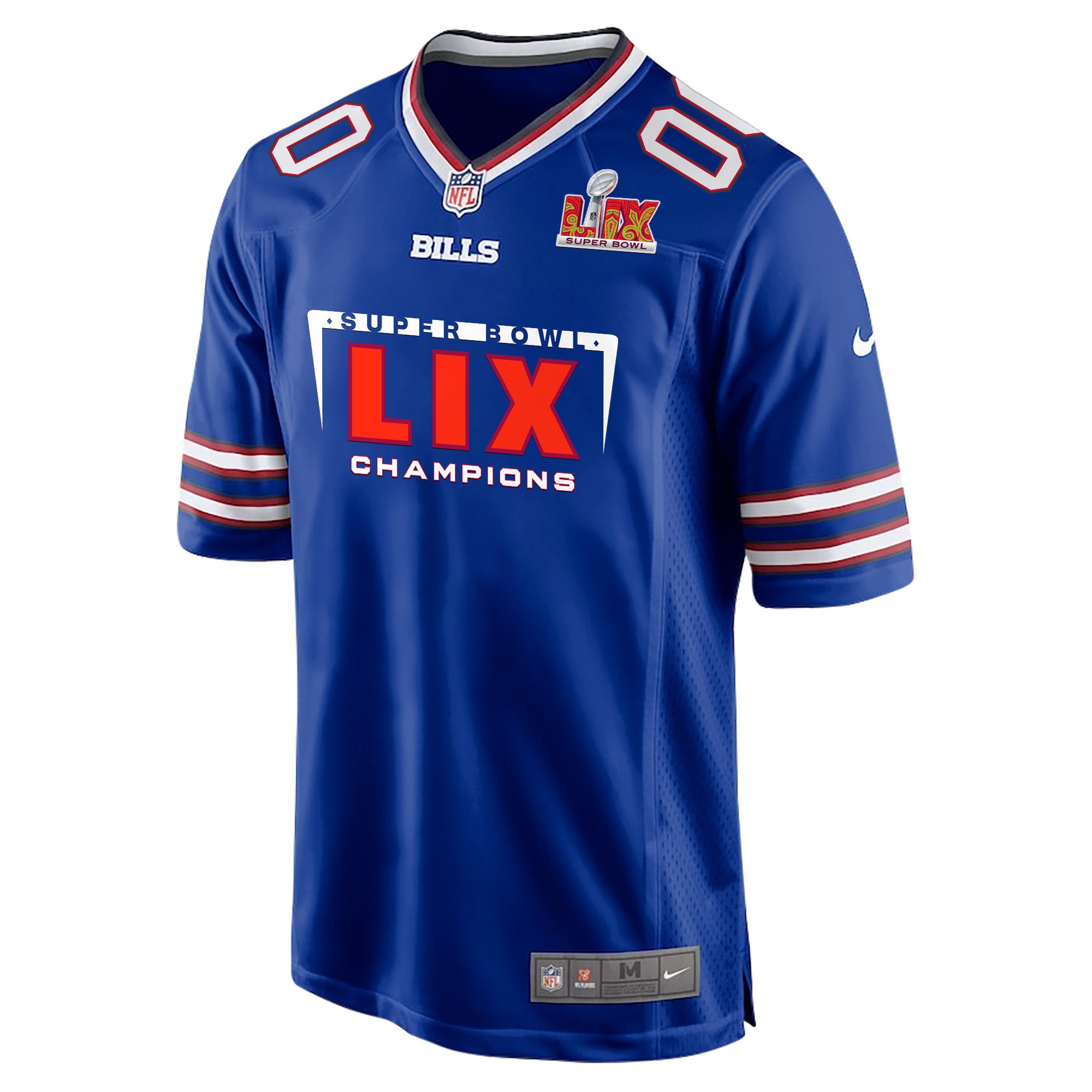 Buffalo Bills Super Bowl LIX Champions Simple Style V2 Game Custom Royal NFL Jersey Men's