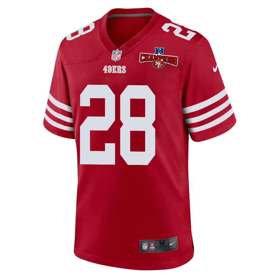 Darrell Luter Jr. 28 San Francisco 49ers NFC Champions Patch Game Scarlet NFL Jersey Men's