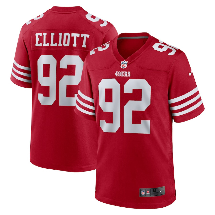 Jordan Elliott 92 San Francisco 49ers Team Game Scarlet NFL Jersey Men's