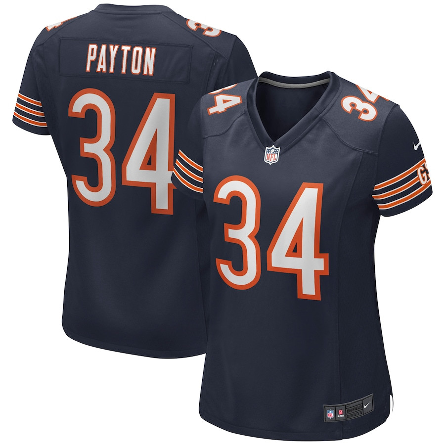 Walter Payton 34 Chicago Bears Game Retired Navy NFL Jersey Women's