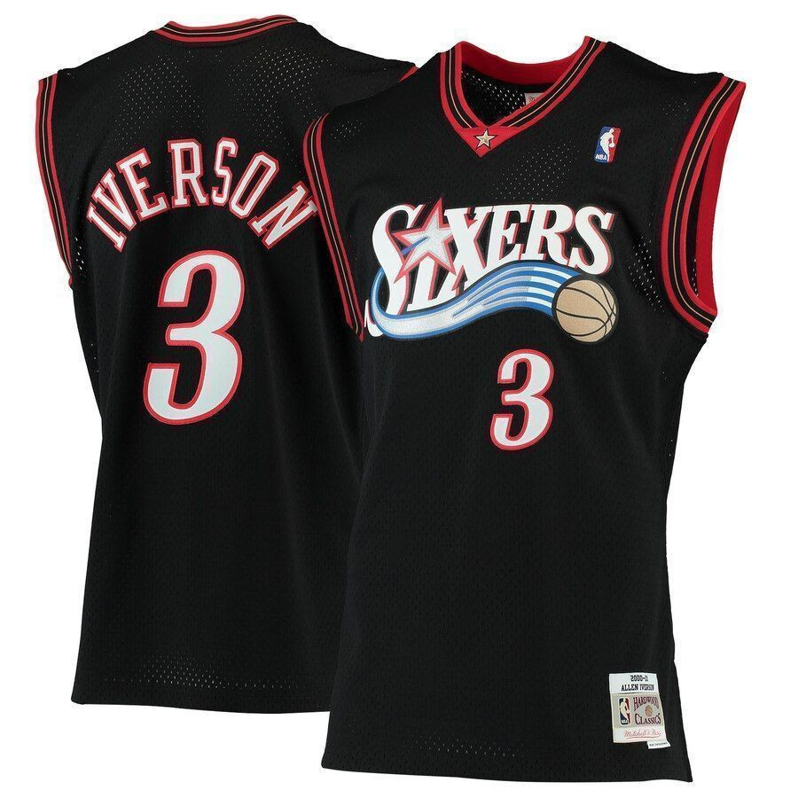 Allen Iverson Philadelphia 76ers Mitchell Ness 2000-01 Hardwood Classics Swingman Black NBA Jersey Men's