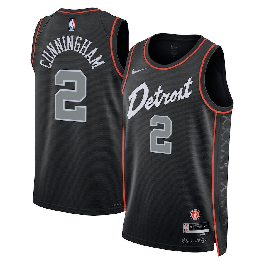 Cade Cunningham 2 Detroit Pistons 2023/24 City Edition Swingman Black NBA Jersey Men's