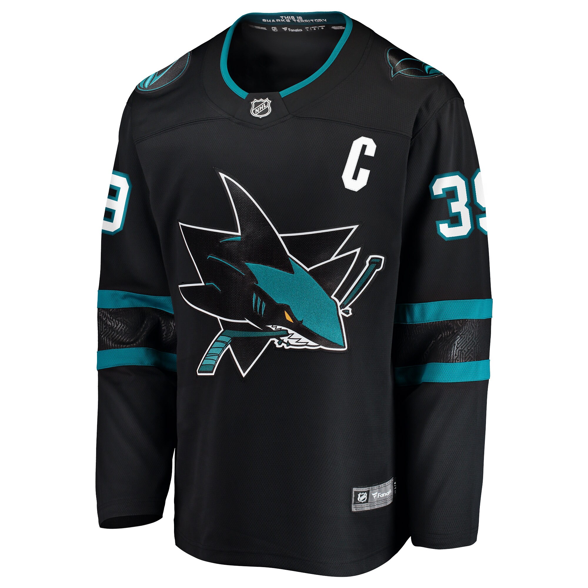 San Jose Sharks Logan Couture Black Alternate Premier Breakaway Player Captain NHL Jersey Men's