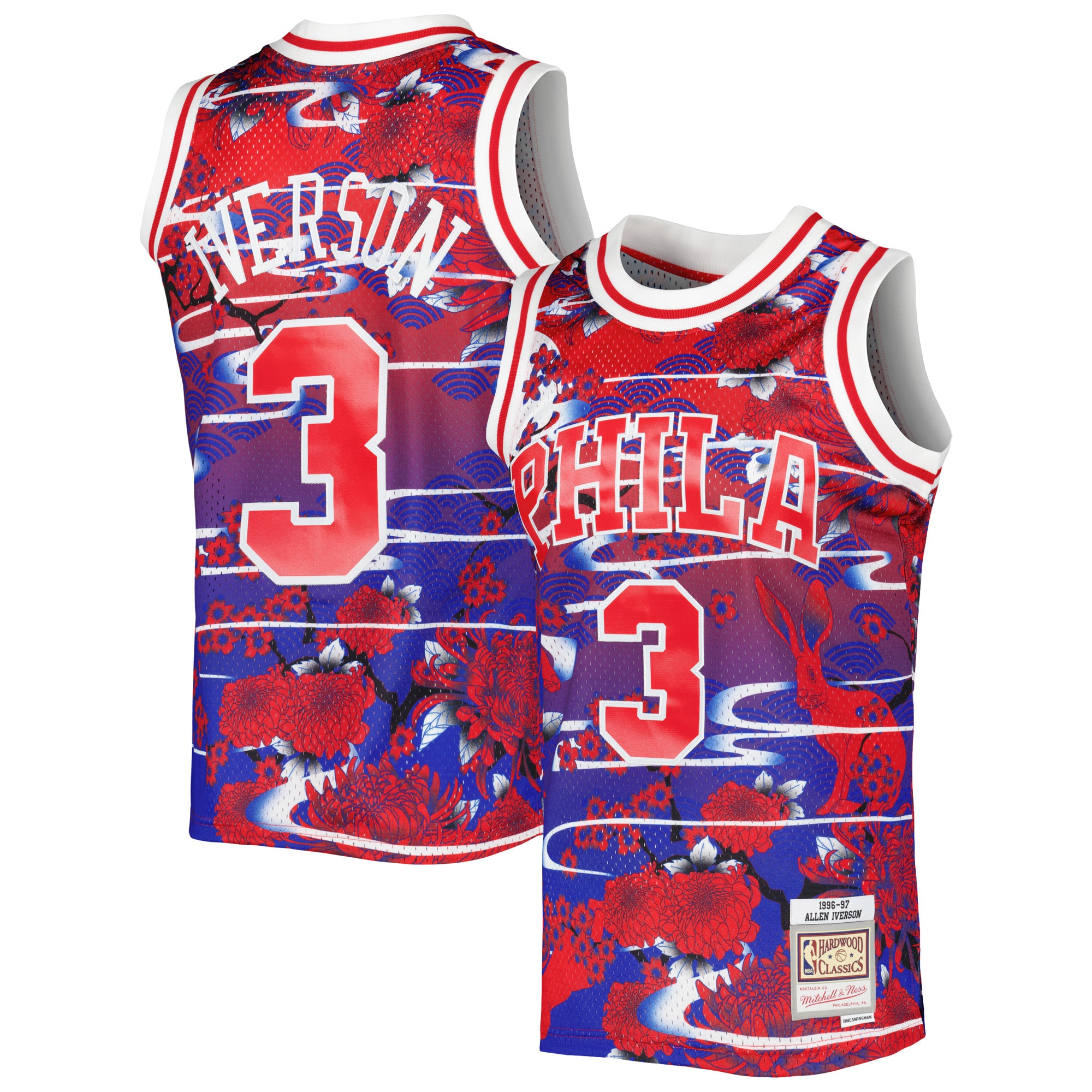 Mitchell Ness Allen Iverson Red Philadelphia 76ers 1996/97 Hardwood Classics Lunar New Year Swingman NBA Jersey Men's