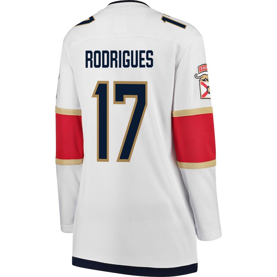 Evan Rodrigues 17 Florida Panthers 2024 STANLEY CUP Final Away Breakaway White NHL Jersey Women's