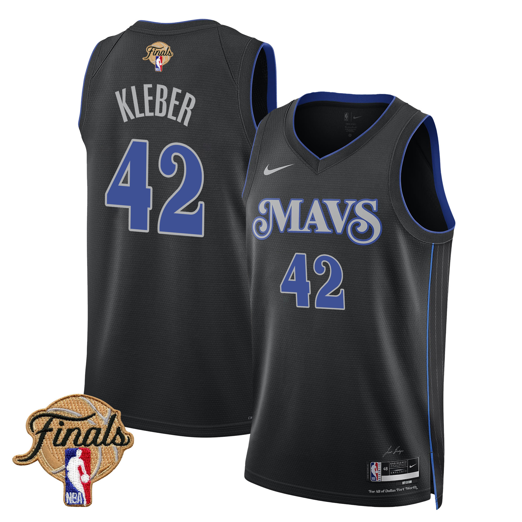 Maxi Kleber 42 Dallas Mavericks 2024 FINALS PATCH Swingman City Edition Black NBA Jersey Men's
