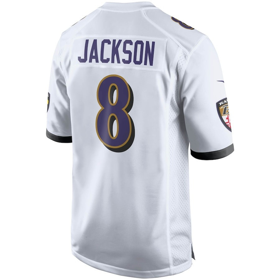 Lamar Jackson 8 Baltimore Ravens Cobra Jackson Game White NFL Jersey Men's