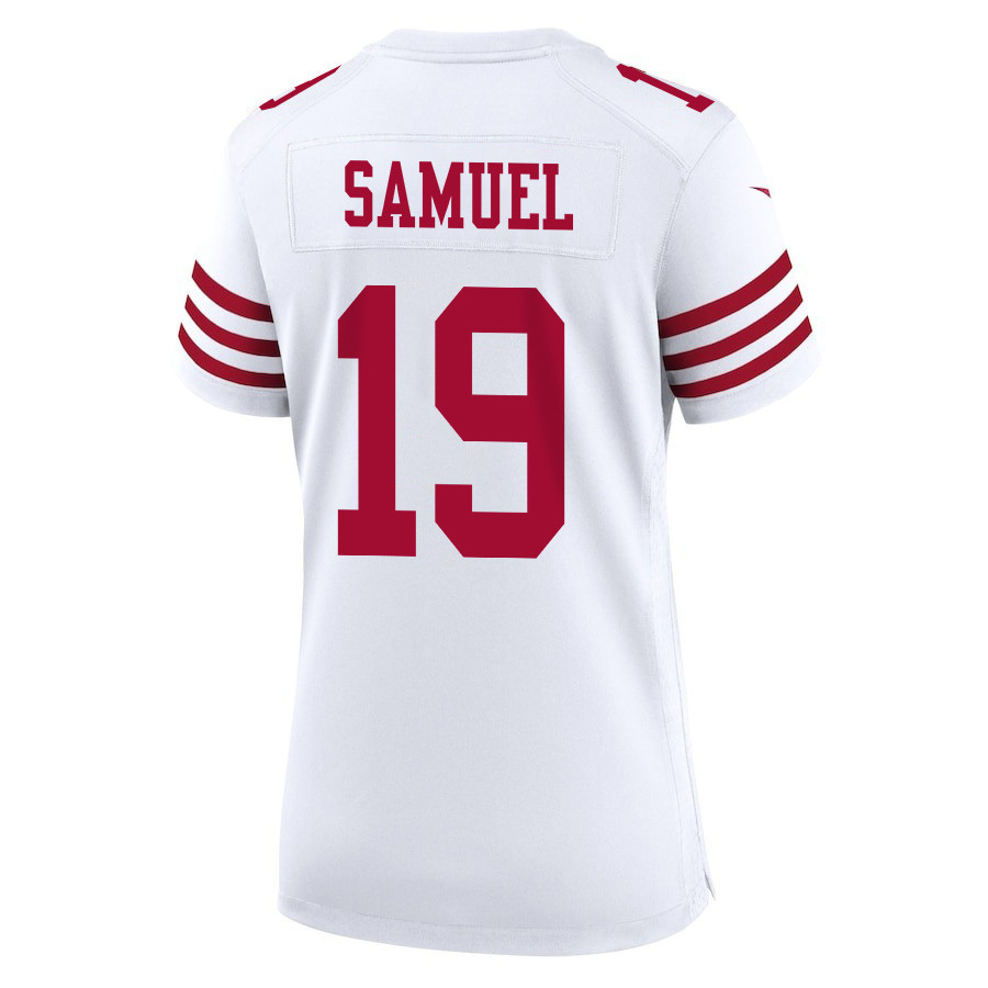 Deebo Samuel 19 San Francisco 49ers Super Bowl LVIII Patch Game White NFL Jersey Women's