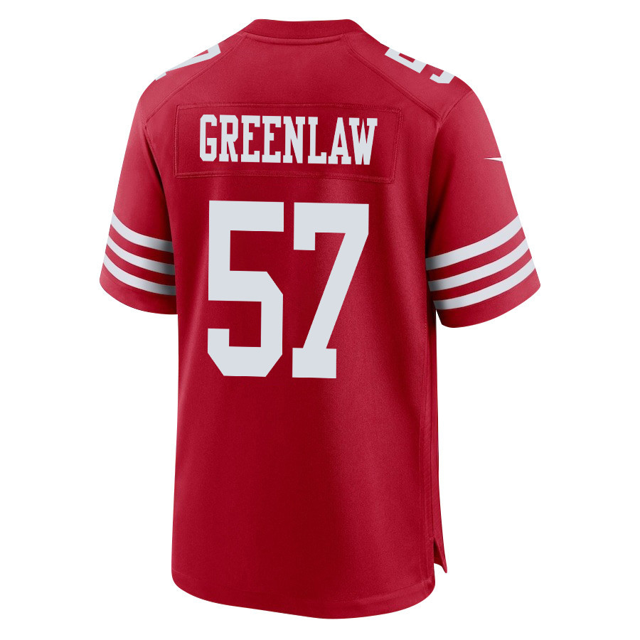 Dre Greenlaw 57 San Francisco 49ers NFC Champions Patch Game Scarlet NFL Jersey Men's