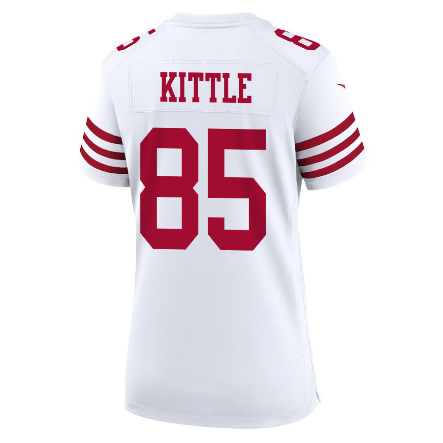 George Kittle 85 San Francisco 49ers Super Bowl LVIII Patch Game White NFL Jersey Women's