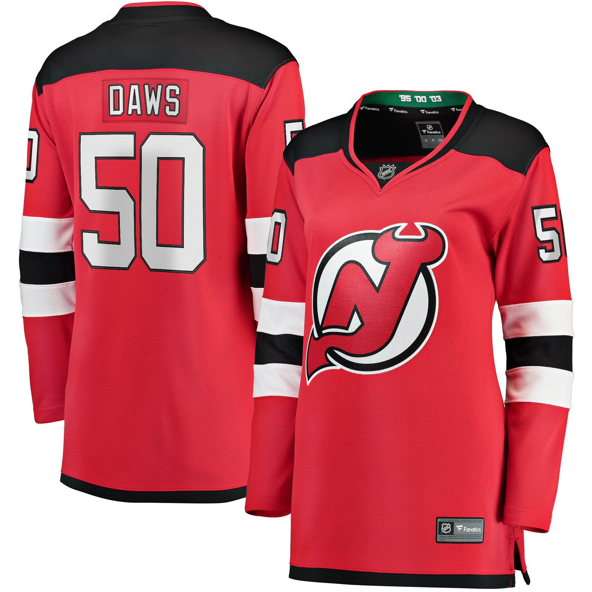 New Jersey Devils Nico Daws Red Home Breakaway Player NHL Jersey Women's