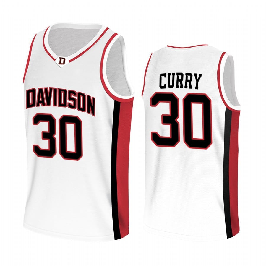 Davidson Wildcats Stephen Curry 30 College White Uniform NCAA Jersey Men's