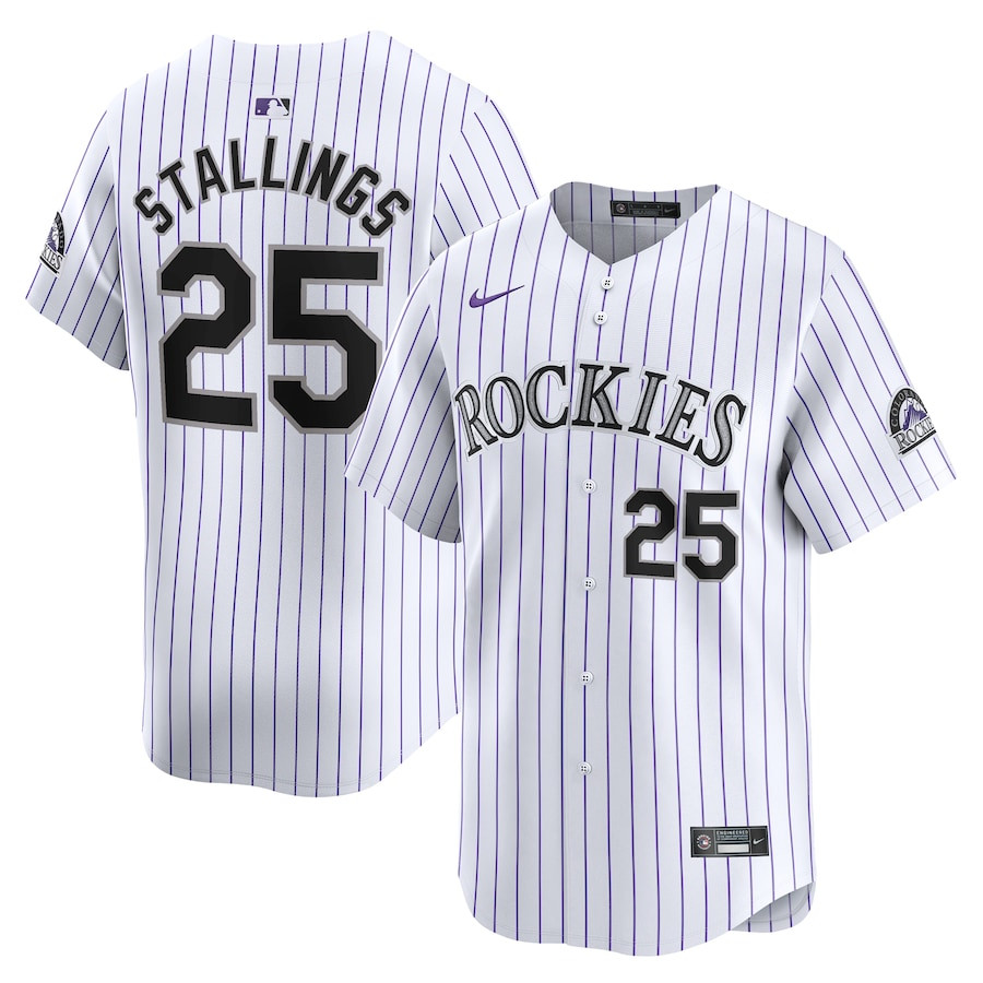 Jacob Stallings 25 Colorado Rockies Home Limited Player White MLB Jersey Men's
