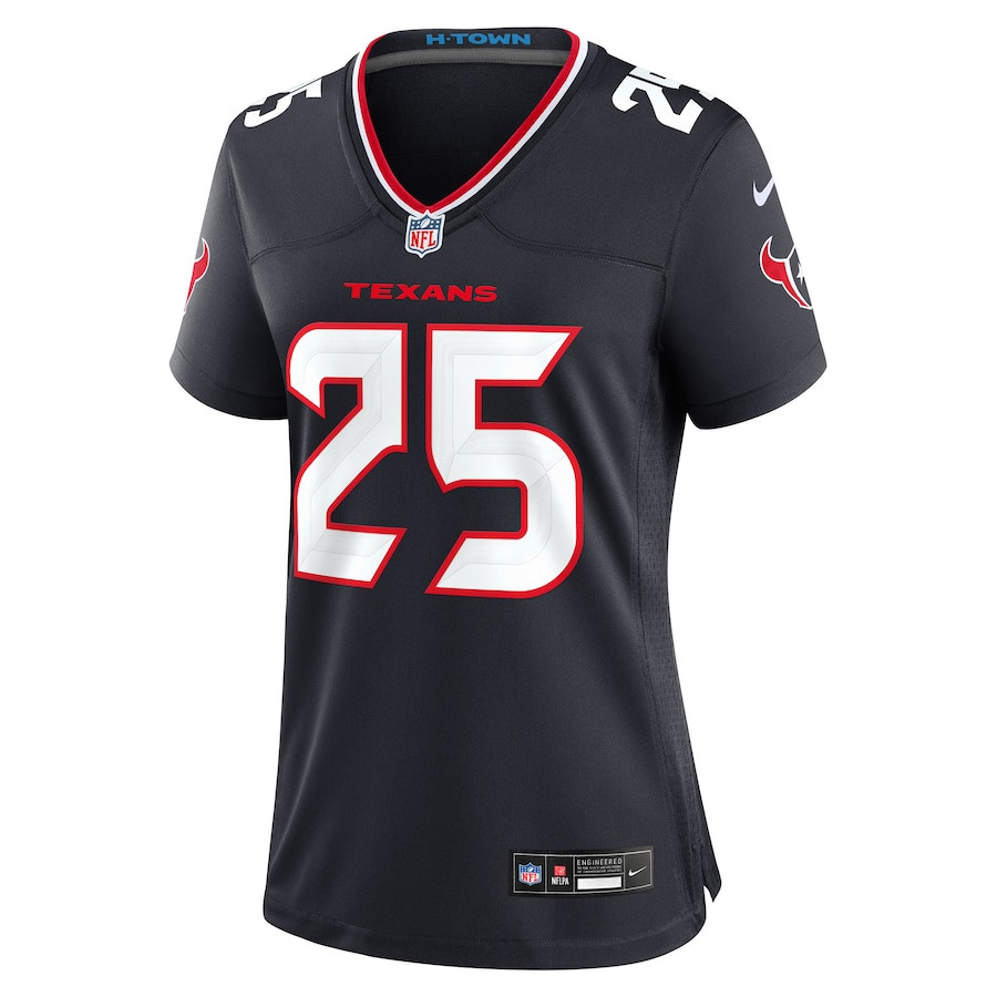 Russ Yeast 25 Houston Texans Team Game Navy NFL Jersey Women's