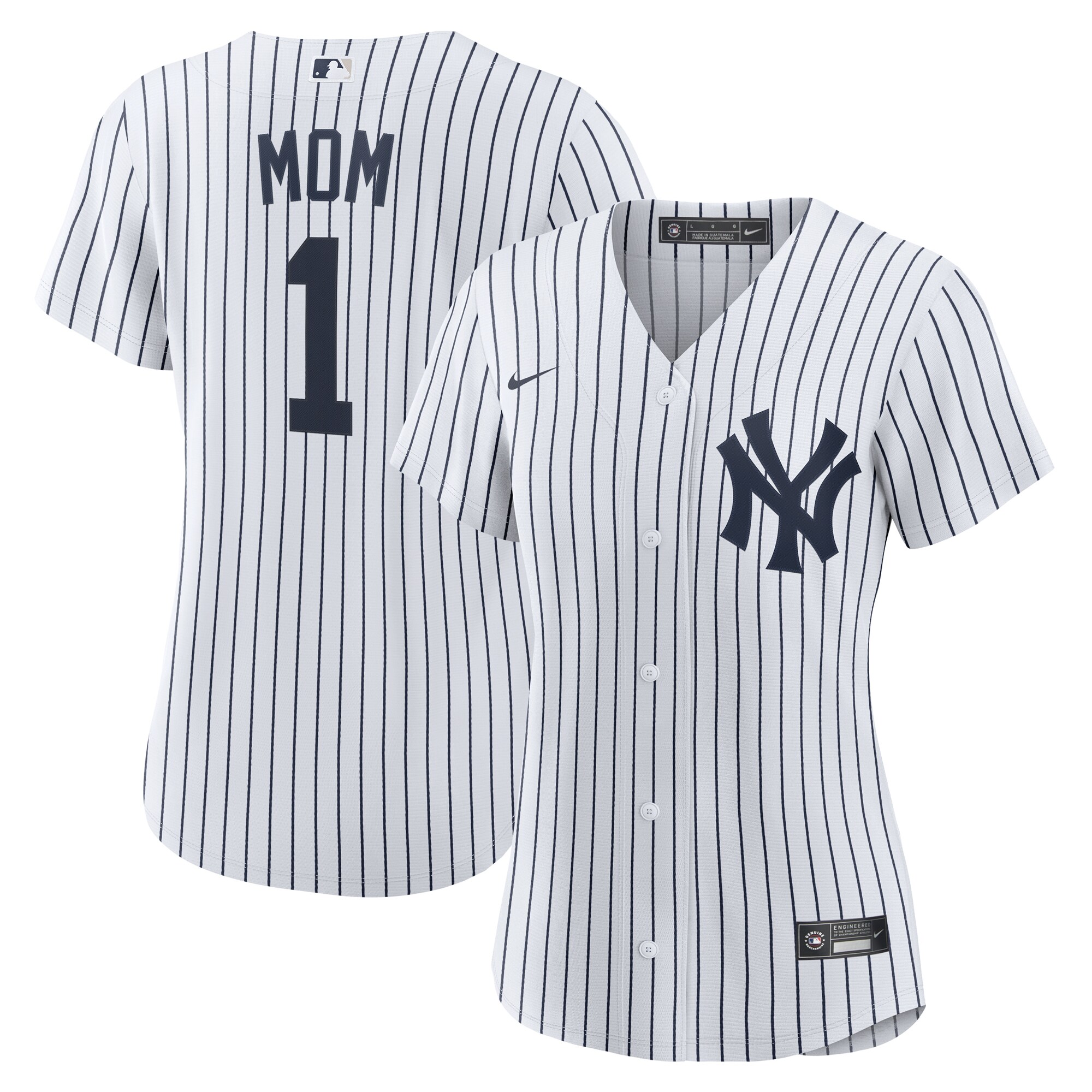 New York Yankees White #1 Mom Home MLB Jersey Women's