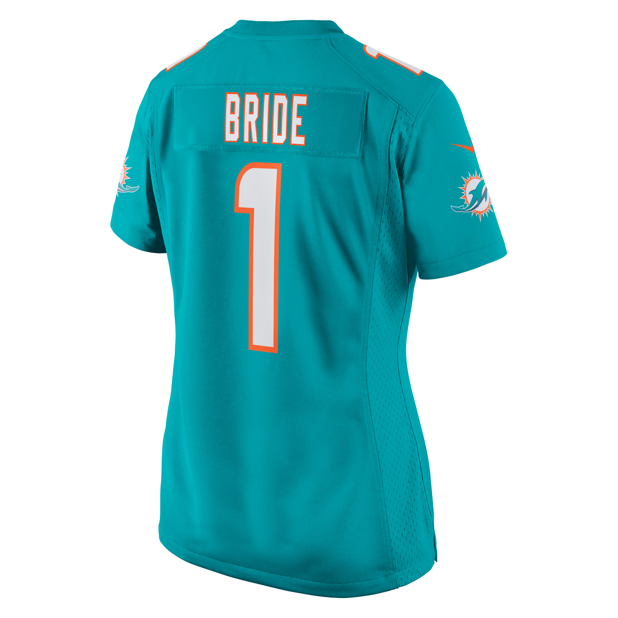 Miami Dolphins Number 1 Bride Aqua Game NFL Jersey Women's