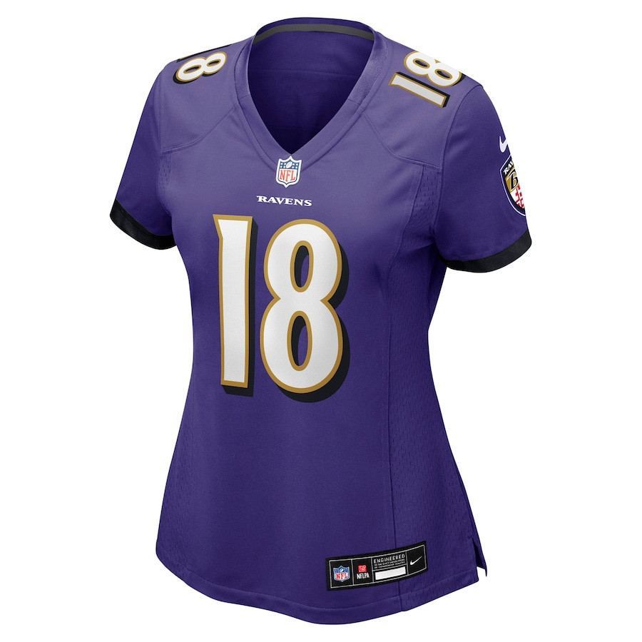 Diontae Johnson 18 Baltimore Ravens Player Game Purple NFL Jersey Women's