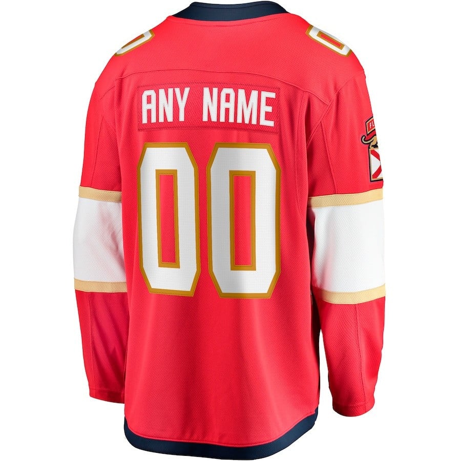Custom 00 Florida Panthers 2023 Stanley Cup Final Home Breakaway Red NHL Jersey Men's