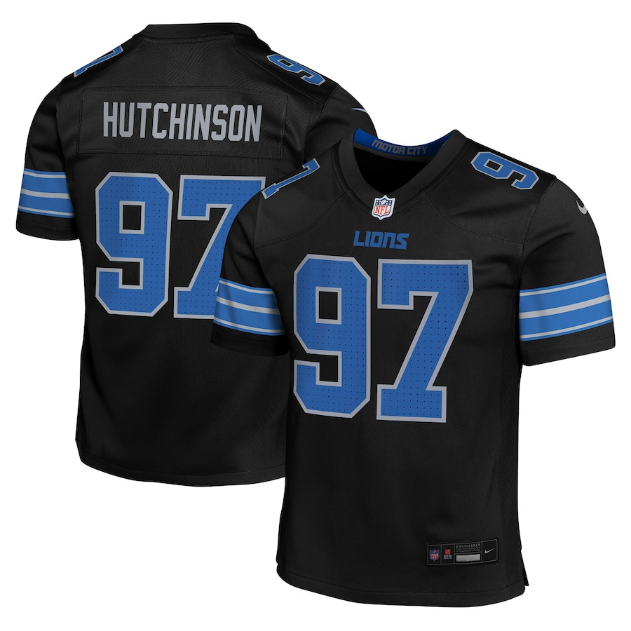 Aidan Hutchinson 97 Detroit Lions Alternate Player Game Black NFL Jersey Youth