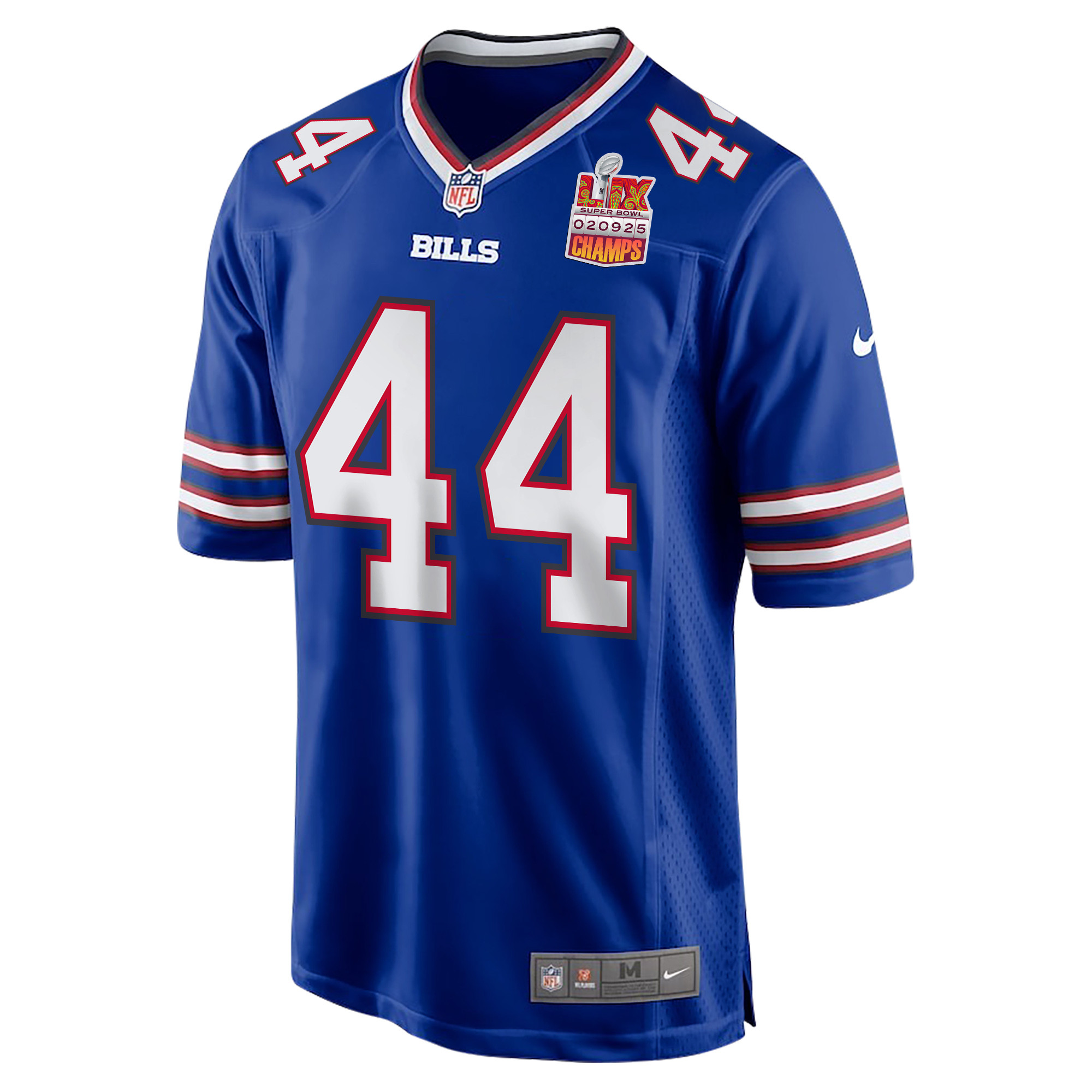 Joe Andreessen 44 Buffalo Bills Super Bowl LIX Champions Patch Game Royal NFL Jersey Men's