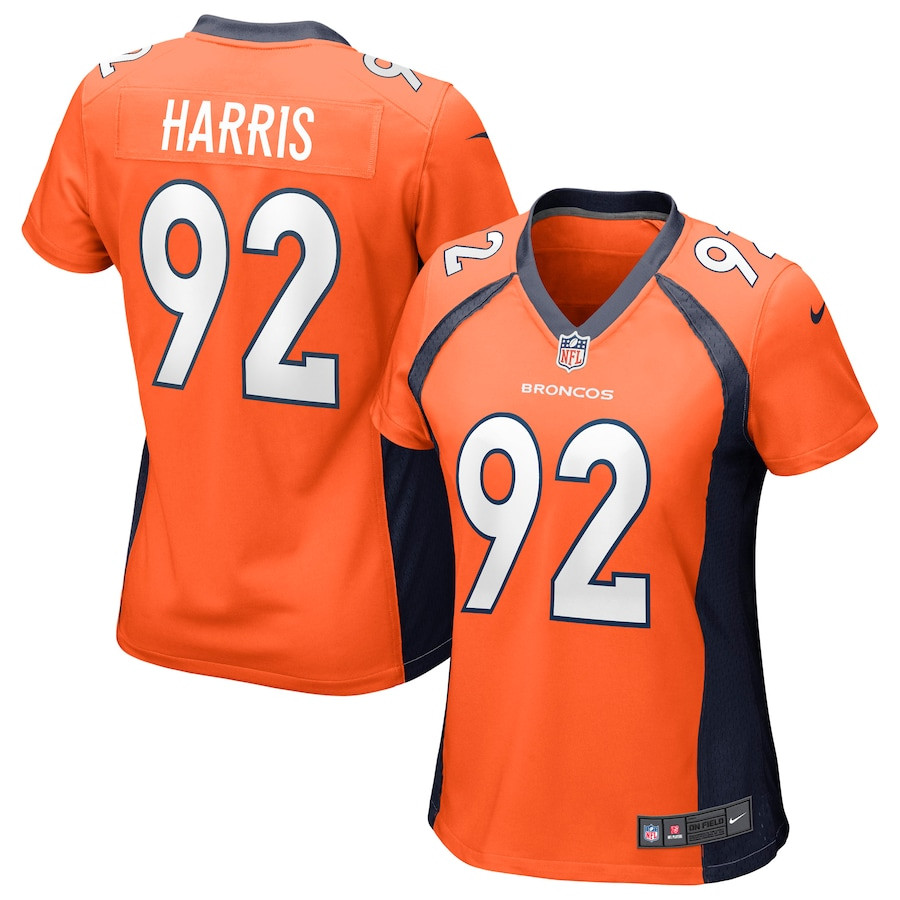 Jonathan Harris 92 Denver Broncos Game Orange NFL Jersey Women's