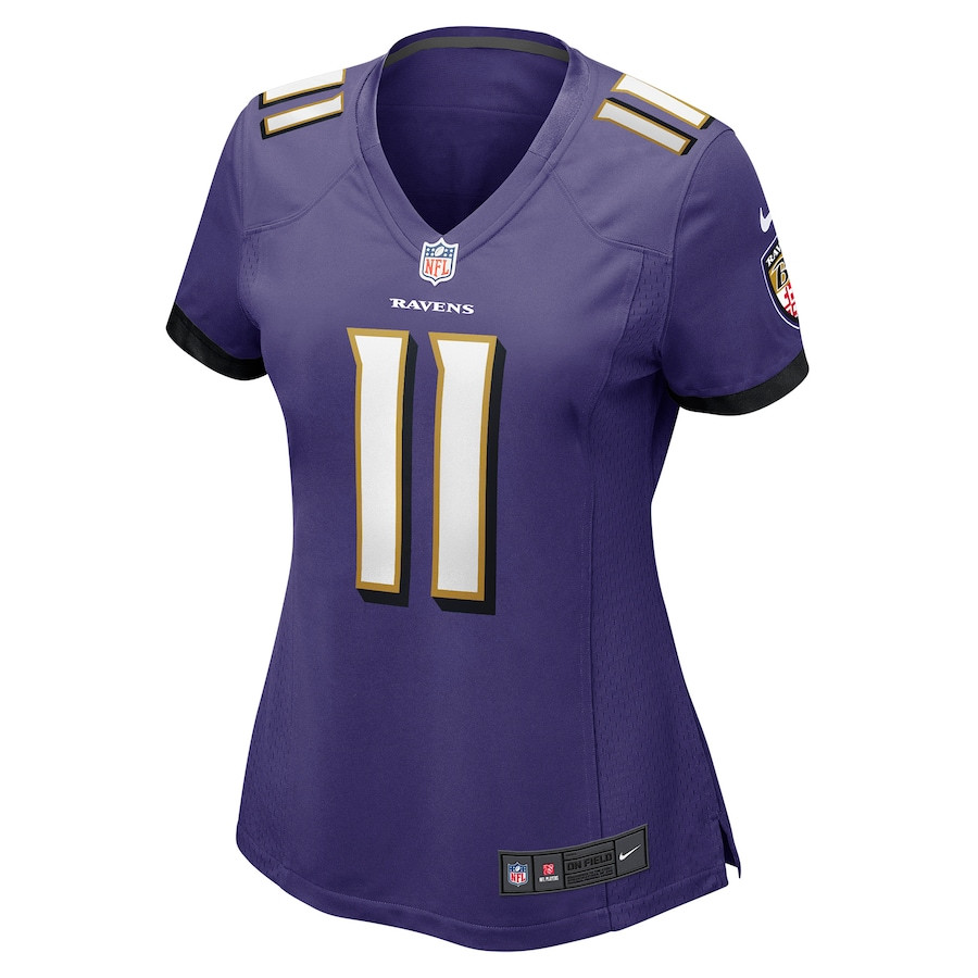 Jordan Stout 11 Baltimore Ravens Game Purple NFL Jersey Women's