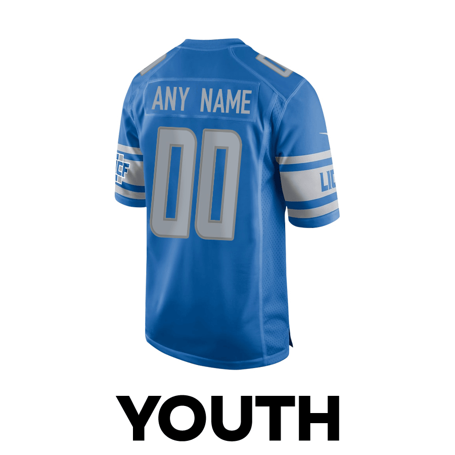 Detroit Lions vs. Kansas City Chiefs Super Bowl LVIII Matchup Game Custom Blue NFL Jersey Youth