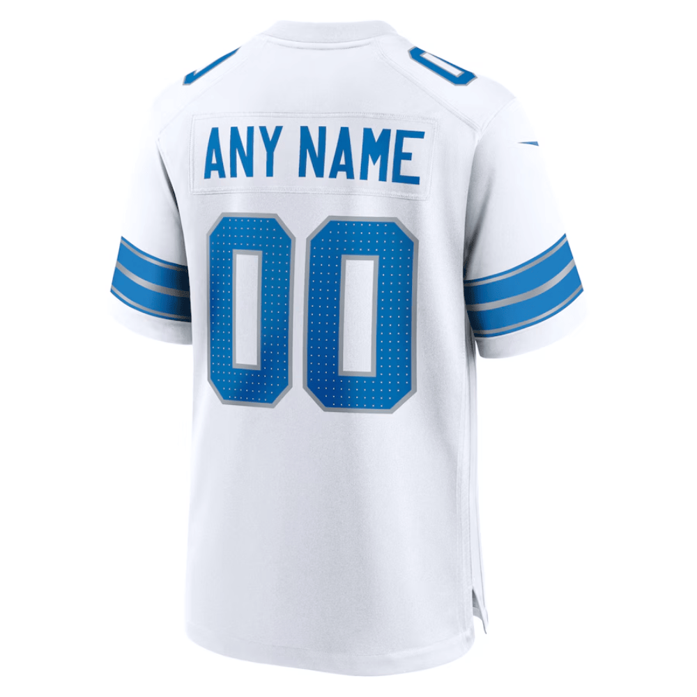 Detroit Lions Super Bowl LIX Patch Game Custom White NFL Jersey Men's