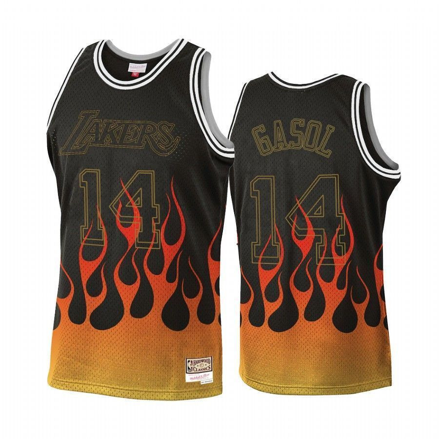 Los Angeles Lakers Marc Gasol 14 Black Flames NBA Jersey Men's