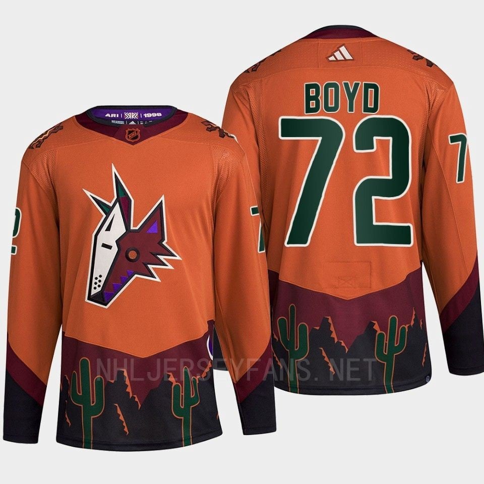 Arizona Coyotes 2022 Reverse Retro 2.0 Travis Boyd 72 Orange Primegreen NHL Jersey Men's