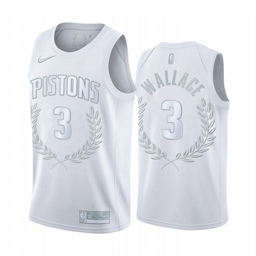 Ben Wallace 3 Detroit Pistons White Retired Number NBA Jersey Men's