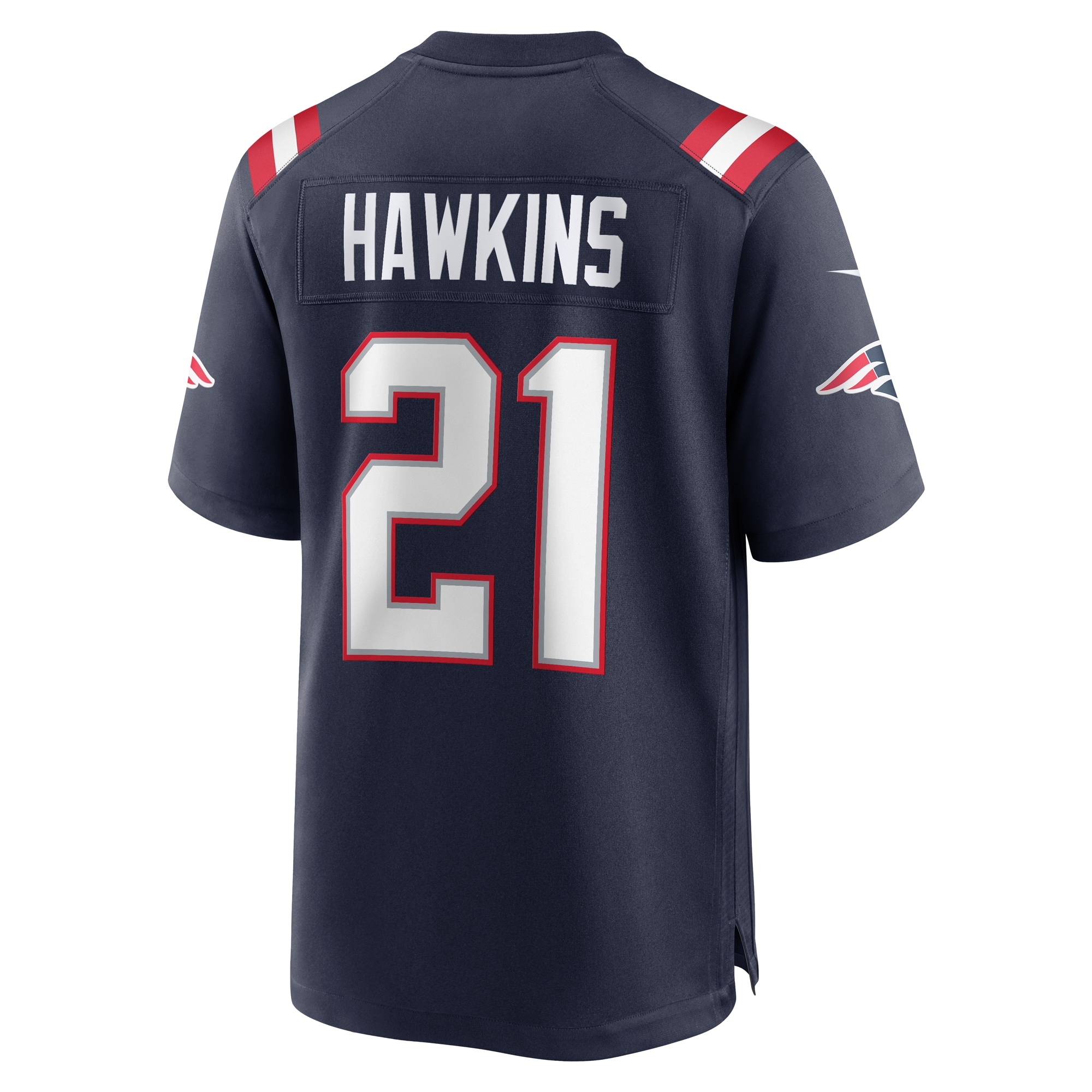 New England Patriots Jaylinn Hawkins Navy Game NFL Jersey Men's