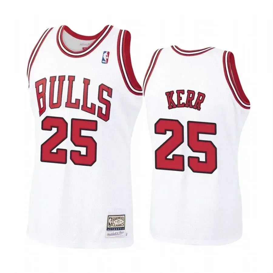 Steve Kerr 25 Chicago Bulls White Hardwood Classics NBA Jersey Men's