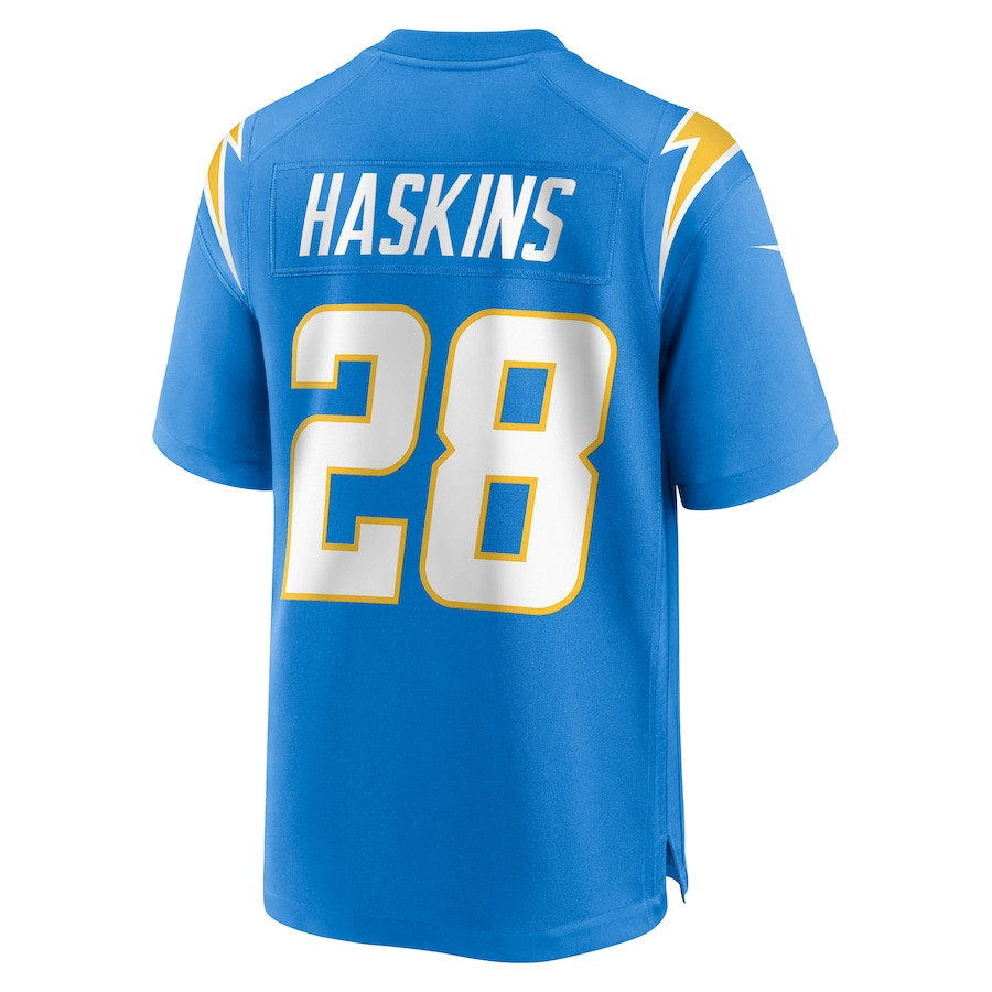 Hassan Haskins 28 Los Angeles Chargers Player Game Powder Blue NFL Jersey Men's