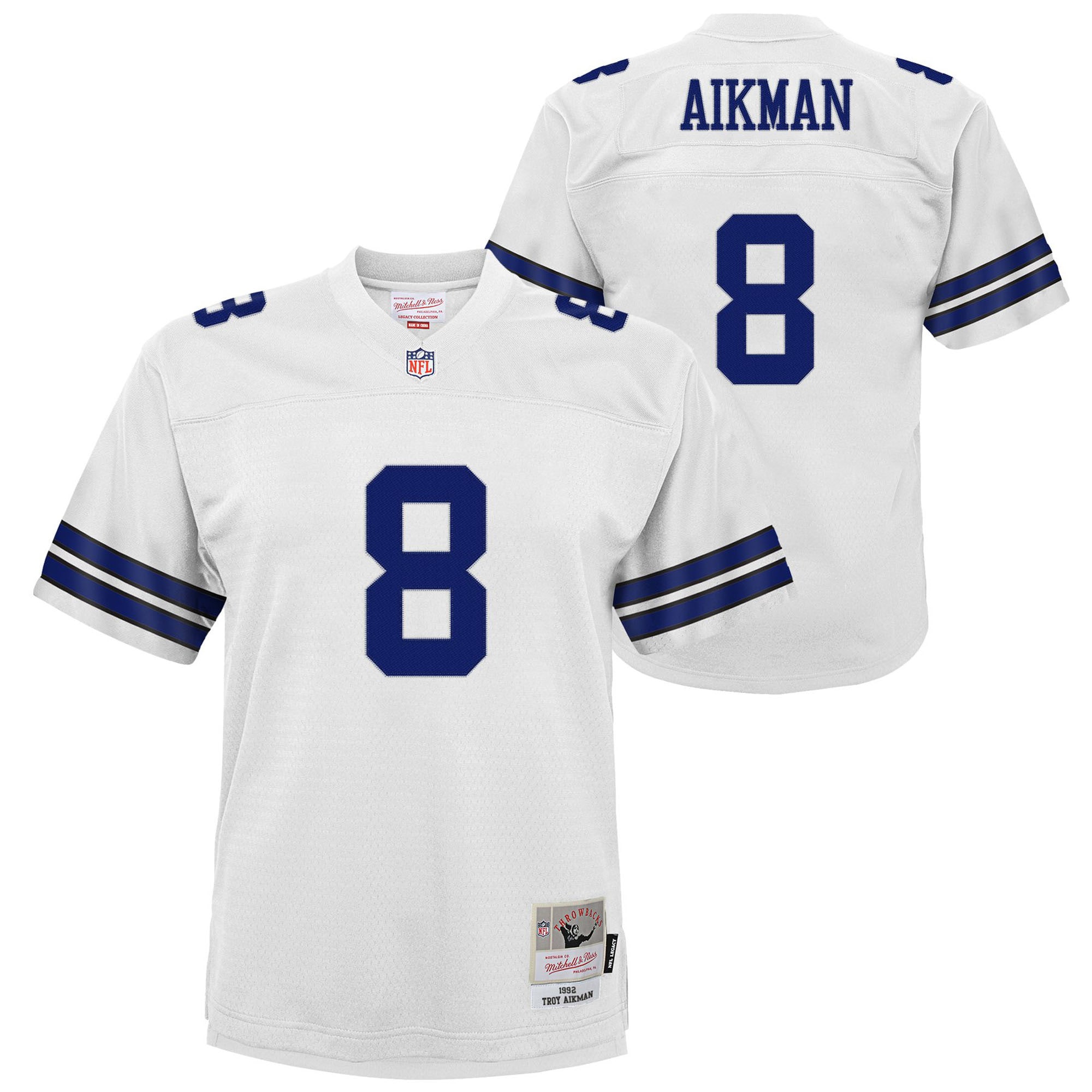 Dallas Cowboys Troy Aikman Mitchell Ness White 1992 Legacy NFL Jersey Youth