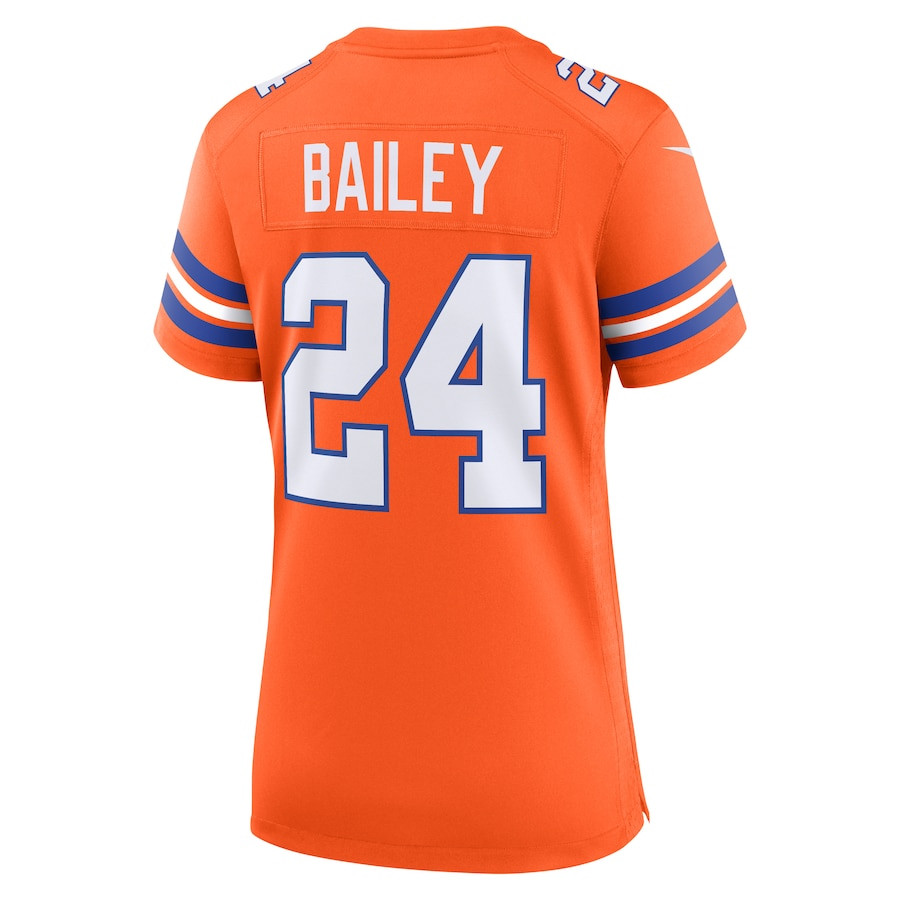 Champ Bailey 24 Denver Broncos Mile High Collection 1977 Throwback Retired Player Game Orange NFL Jersey Women's