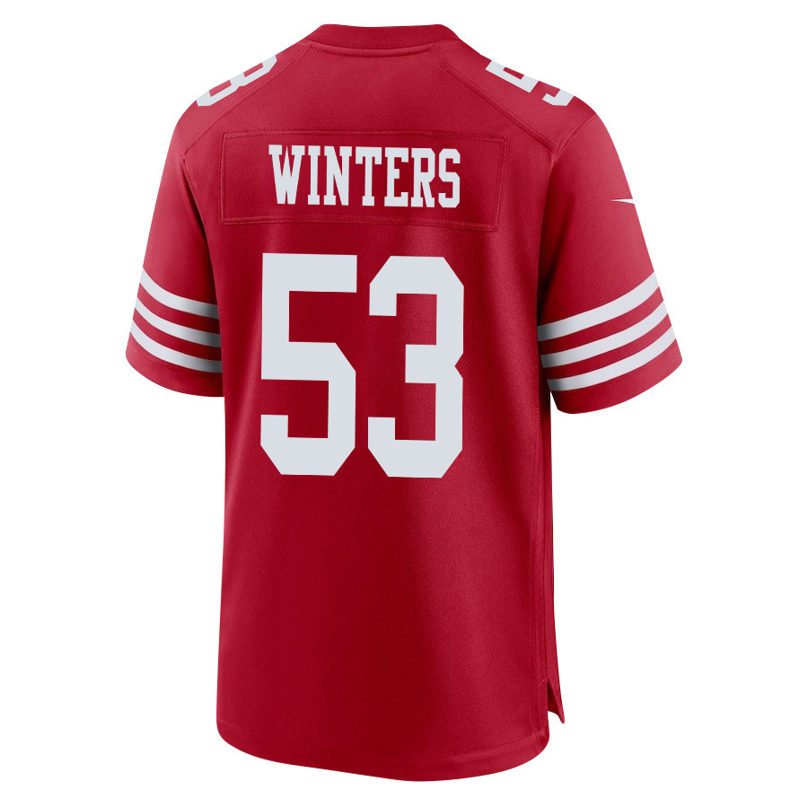 Dee Winters 53 San Francisco 49ers Super Bowl LVIII Patch Game Scarlet NFL Jersey Men's