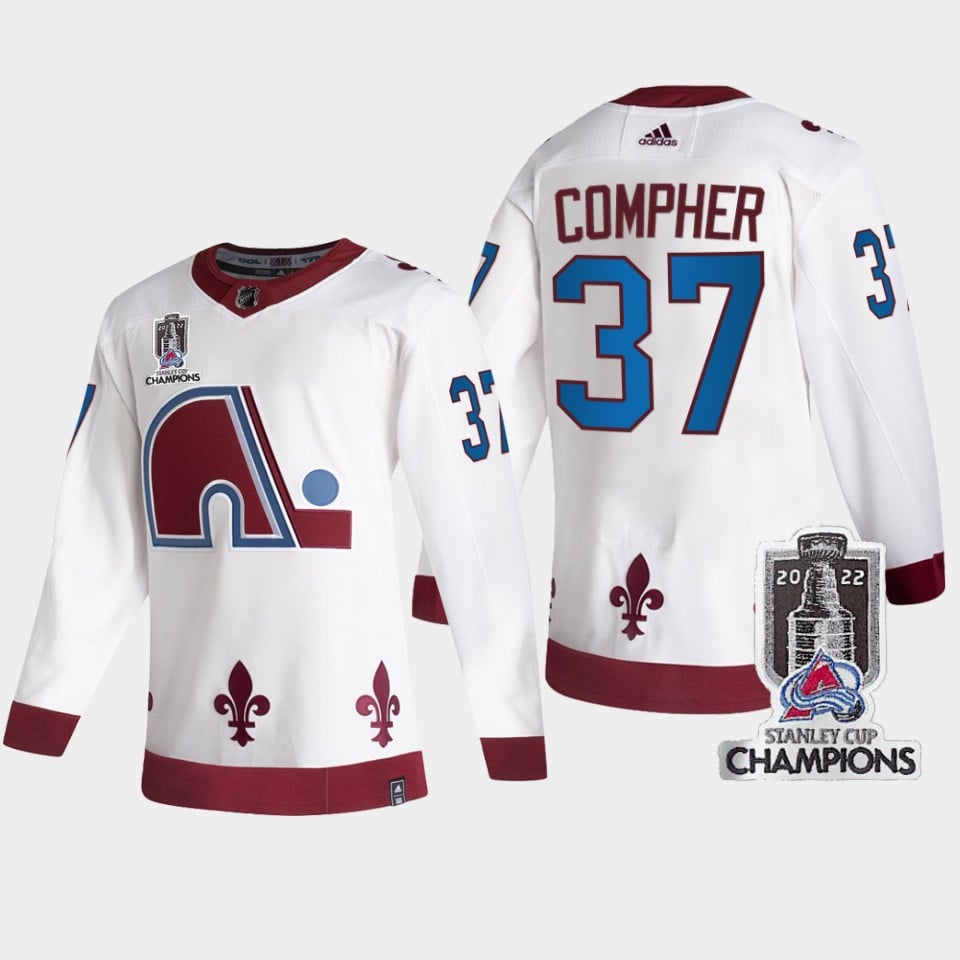 2022 Stanley Cup Champs J.T. Compher 37 Colorado Avalanche White Reverse Retro NHL Jersey Men's