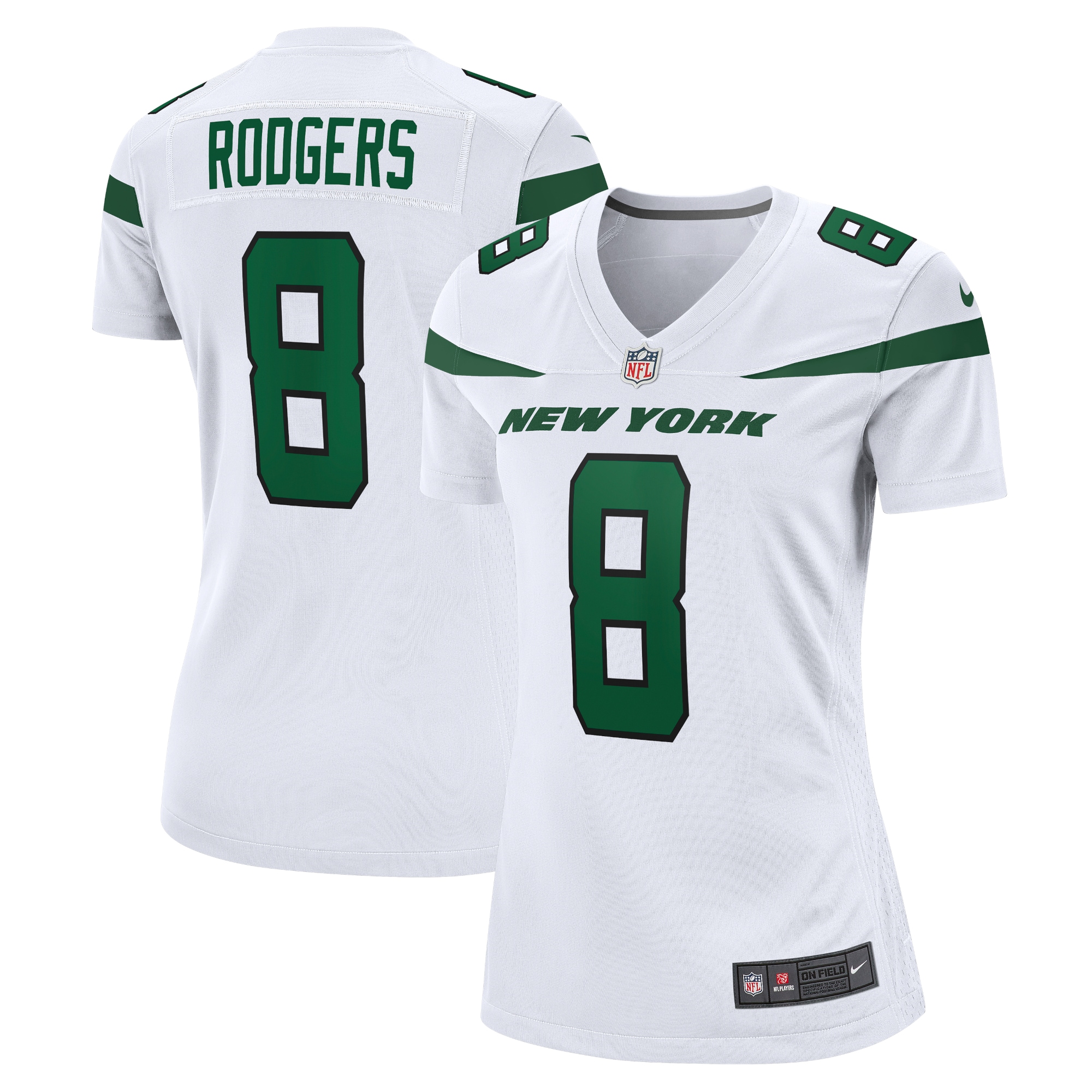 New York Jets Aaron Rodgers White Player NFL Jersey Women's