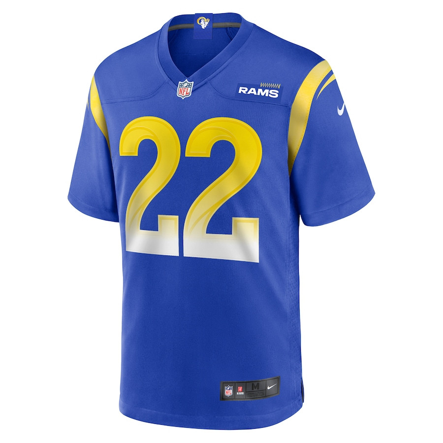 Blake Corum 22 Los Angeles Rams 2024 Draft Game Royal NFL Jersey Men's