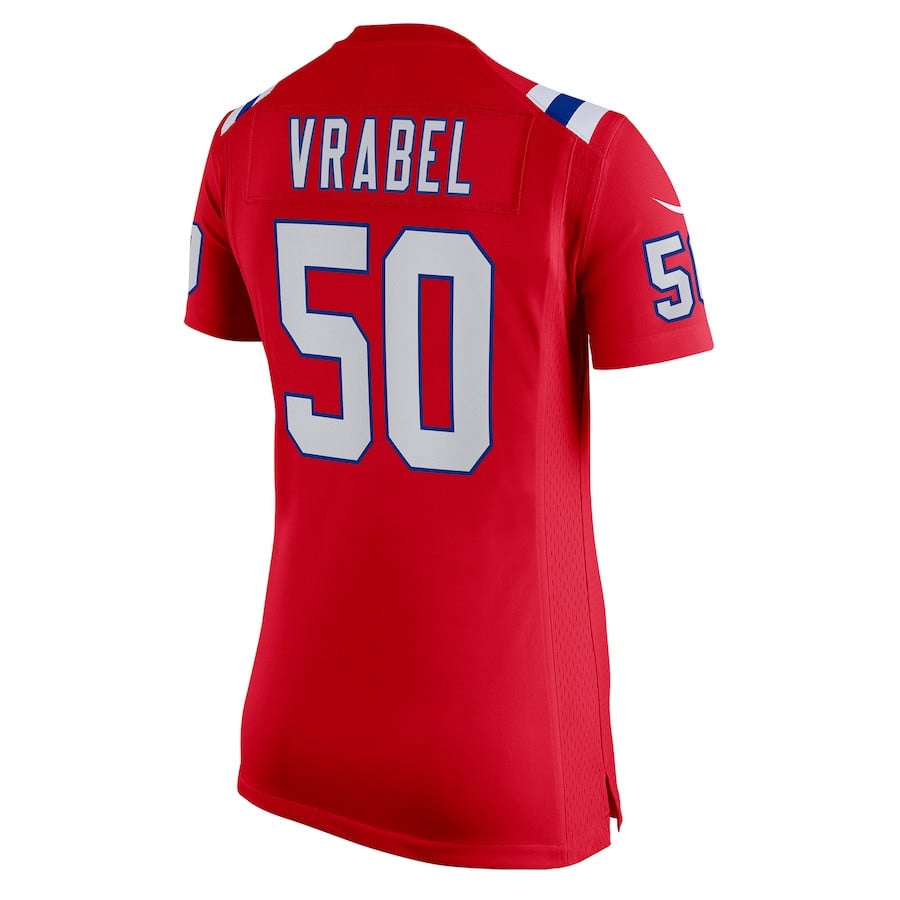 Mike Vrabel 50 New England Patriots Retired Game Red NFL Jersey Women's