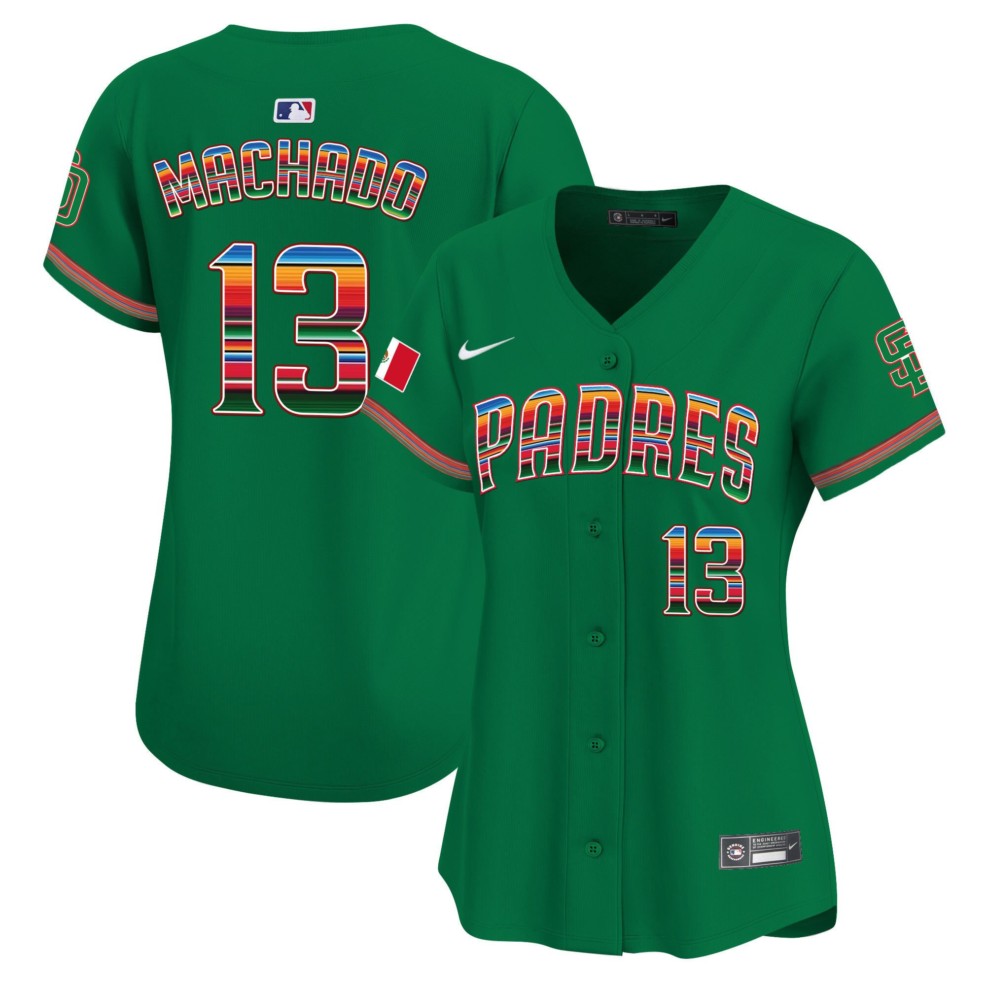 Manny Machado 13 San Diego Padres Mexico Green MLB Jersey Women's